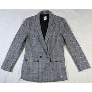 GAP Women's Black and White Plaid Blazer Jacket